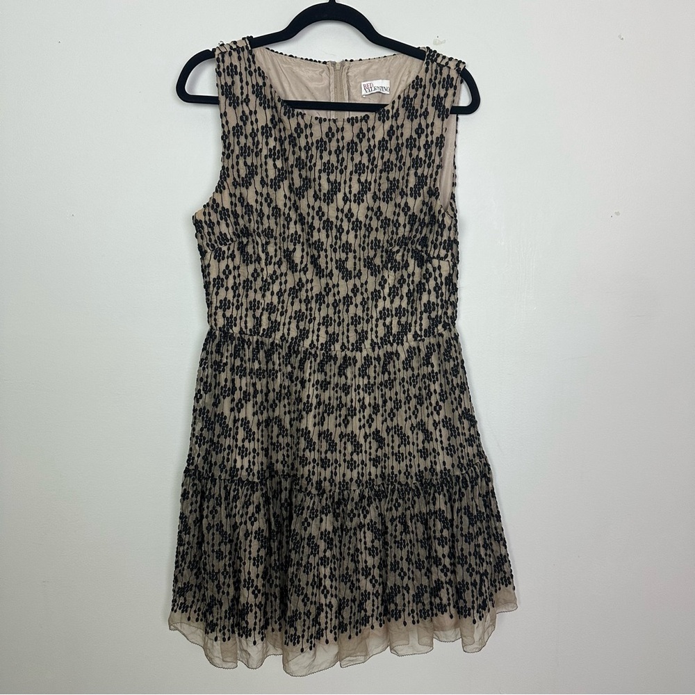 Red Valentino Silk Embroidered Sleeveless Dress
